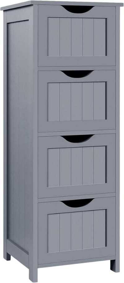 ZRSS® Ladenkastje - Ladenkast Slaapkamer en Kantoor - Nachtkastje 4 Laden - Hout - Grijs