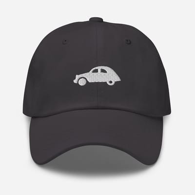 De2pktjes - Geborduurde pet Citroën 2cv - Donkergrijs