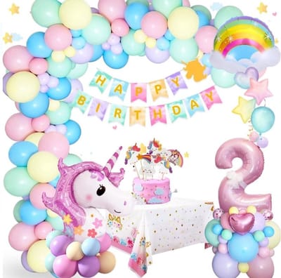FeestmetJoep® Eenhoorn 2 jaar verjaardag versiering - Unicorn thema