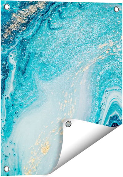 Gards Tuinposter Abstracte Kunst Blauwe Oceaan - 40x50 cm - Tuindoek - Tuindecoratie - Wanddecoratie buiten - Tuinschilderij