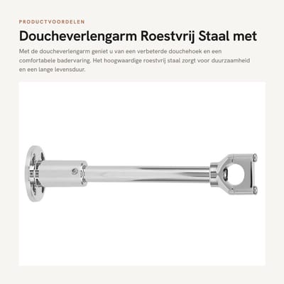 Dailygoods- Doucheverlengstang Roestvrij Staal - Doucheverlengingsarm - Douchearmatuur - Verchroomd - Sterk/Duurzaam - Verbeterde Douchehoek - Douchearm