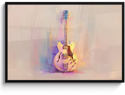 Poster in lijst - Fotolijst 120x80 cm - Posters - Gitaar - Pastel - Schilderachtig - Posterlijst zwart - Decoratie - Wanddecoratie woonkamer - Muurdecoratie slaapkamer