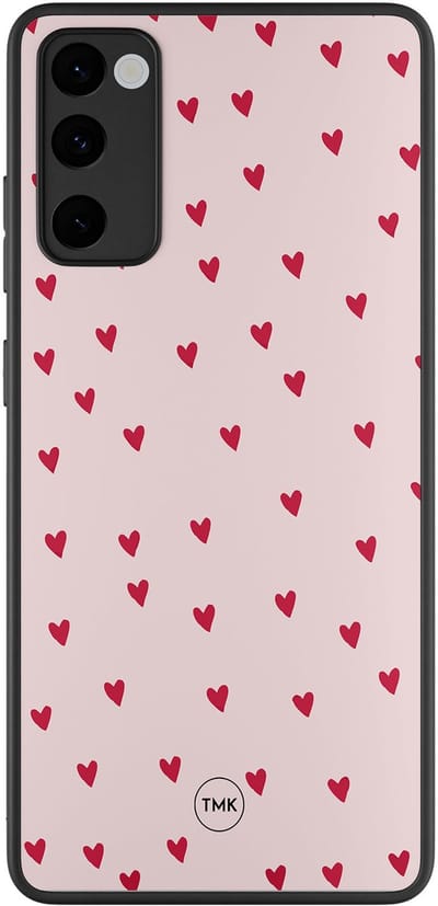Hoesje geschikt voor Samsung Galaxy S20 FE - Cute hearts - Roze - TPU case - Print - Hardcase zwart telefoonhoesje