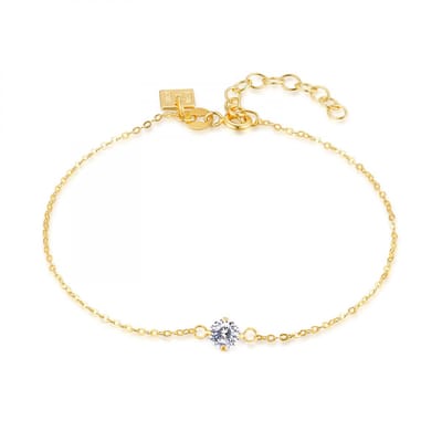 Twice As Nice Armband in 18kt verguld zilver, zirkonia steentje 17cm+3cm