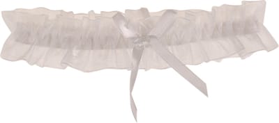 Ivoorkleurige Kousenband met Organza en Ivoorkleurig Strikje