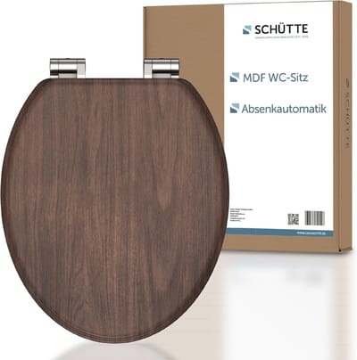 Houten Toiletbril - Toiletdeksel Zitting - Comfortabel Zitten - Softclose Mechanisme - 43.5 x 37.5 cm - Donker Hout