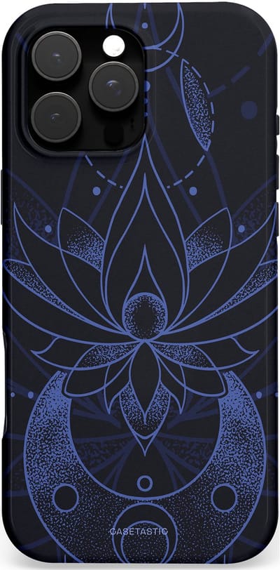 Casetastic Hoesje Geschikt voor Apple iPhone 16 Pro Max Magsafe - Stijlvolle Beschermende Duo-layer Case - Lotus Nacht