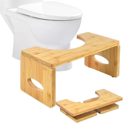 Toiletkruk Bamboe - Krukje WC - Verbeter Stoelgang - Opvouwbaar Ontwerp - 40 x 20 x 18.5 cm - Houtkleur