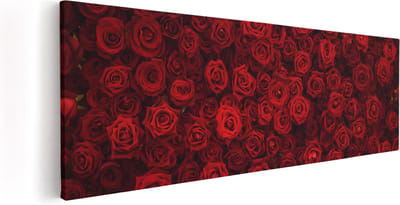 Artaza Canvas Schilderij Rozen Bloemen - 60x20 cm - Muurdecoratie Woonkamer - Wanddecoratie Bloem - Kamer Accessoires