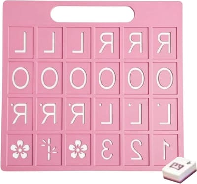 Mahjong Oefenbord - Solo Mahjong Bord - Strategie Oefenen - 24 Vakjes Indeling - 21.6 x 15.9 cm - Roze