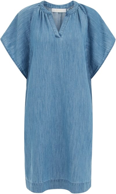 WE Fashion Dames midi jurk van linnenmix