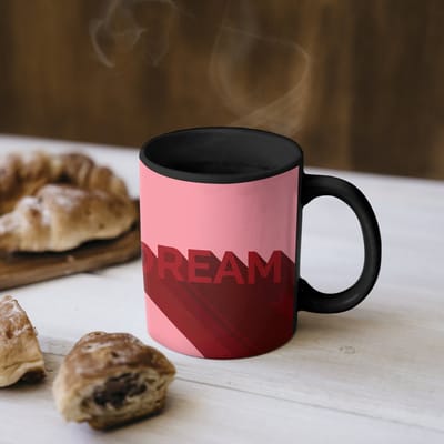 Magische Mok - Foto op Warmte Mokken - Koffiemok - Dream - 3D - Rood - Roze - Magic Mok - Beker - 350 ML - Theemok - Mok met Tekst