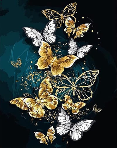 Schilderen Op Nummer Volwassenen - Do It Yourself Paintings - Shining Butterflies - Vlinders - 40x50 cm - Canvas
