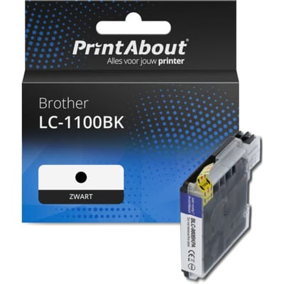 PrintAbout huismerk Inktcartridge LC-1100BK Zwart Geschikt voor Brother