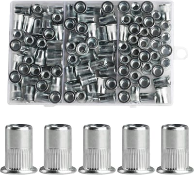 Dailygoods- Klinknootmoer M8 - 100 Stuks - Blinde Klinknootmoer Set - Platte Kop - Schroefdraadmouwen - Hoogwaardig Koolstofstaal - Rivetmoer