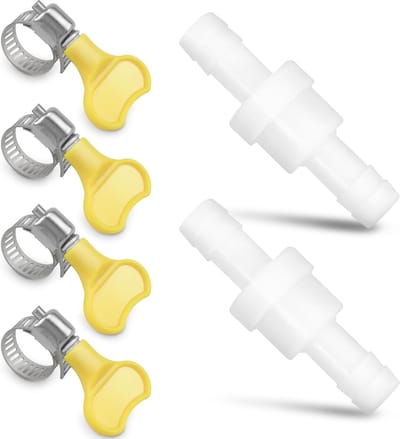 2 Stuks 10mm Plastic Inline Terugslagklep voor Wasmachine en Droger met Slangklemmen - Perfect voor Efficiënte Waterafvoer