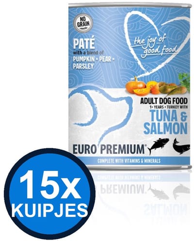 15x Euro-Premium - Pate Adult Tuna & salmon - Hondenvoer Natvoer - 400 g