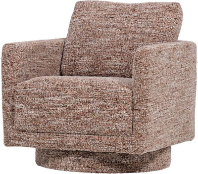 WOOOD Oska Draaifauteuil - Melange Stof - Bruin - 64x78x79