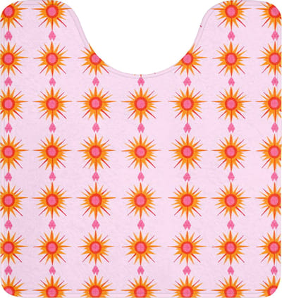 WC mat met uitsparing 55x60 cm - Antislip - Zon - Motief - Roze - Toiletmat met uitsnijding - Vloermat - Douchemat - Toilet tapijt - Toiletmatten