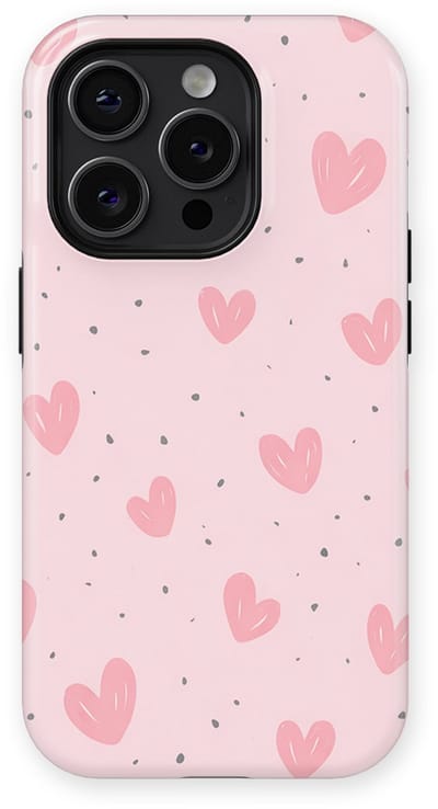 Tough Hoesje met Hartjes geschikt voor iPhone 14 Pro | Little Love Tough Case Geschikt voor Mag | Hartjes Print Backcover geschikt voor iPhone 14 Pro Pink Blush