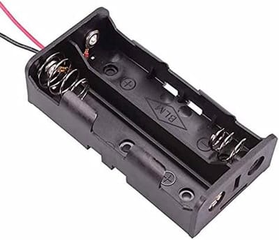 Batterijhouder 2x 18650 - Stroom Adapter - Hobby Elektronica - Met 15cm Leids - 80x40x22 mm - Zwart