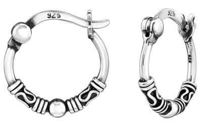 Joy|S - Zilveren Bali oorbellen - 13 mm / 1.3 mm ronde oorringen - Franse sluiting - geoxideerd