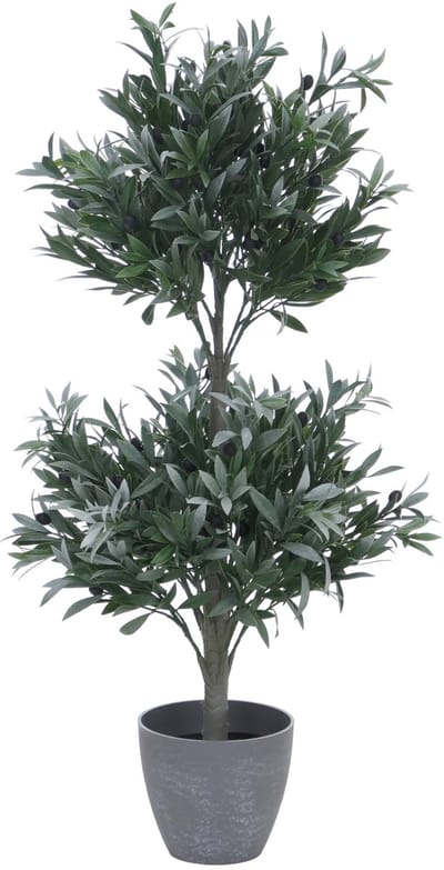 Kunstmatige olijfboom MCW-Q88, decoratieve plant, kunstboom, kunstplant, voor buiten, polyethyleen, 104x48x48 cm