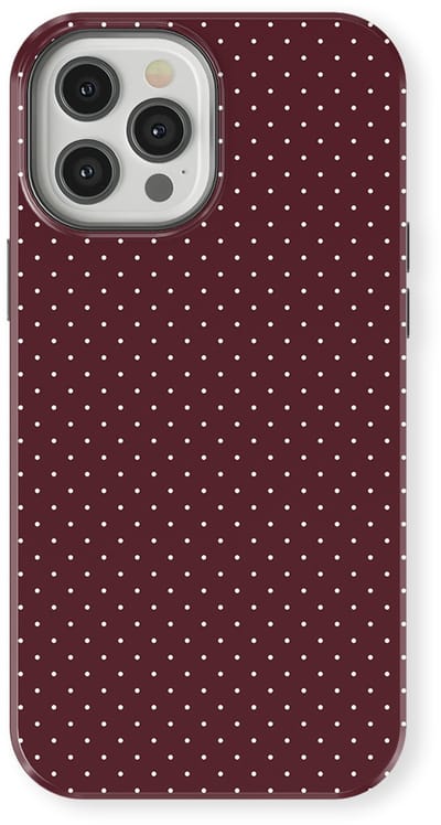 Micro Dots Tough Hoesje geschikt voor iPhone 12 Pro | Geschikt Voor Mag | Stippen Motief Backcover geschikt voor iPhone 12 Pro Wine Dots