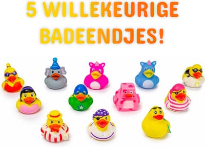 JMShops - 5x Willekeurige Badeendjes 6 cm {Badspeelgoed - Eend Duck Toy - Speelgoed voor kinderen jongens meisjes - Water Zwemmen Zwembad Pool - Badeenden Baby}