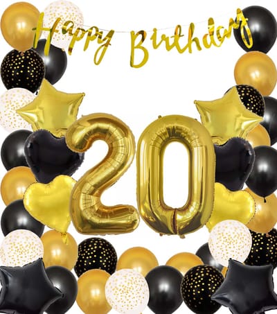 Snoes Ballonnen 20 Jaar Black Gold Dots Mega Ballon - Compleet Feestpakket Goud Zwart Stippen Cijferballon 20 - Verjaardag Versiering DIY Slinger Happy Birthday – Folieballon – Latex Ballonnen - Helium Ballonnen