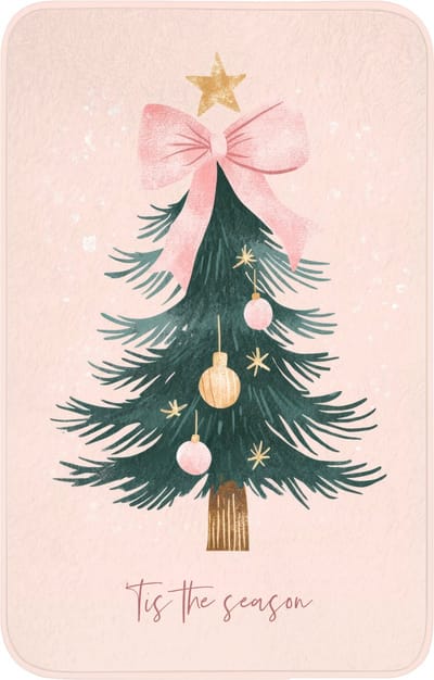 WC mat 50x80 cm - Antislip - Christmas Season - Kerst - Kerstboom - Roze - Toiletmat - Vloermat - Douchemat - Toilet tapijt - Toiletmatten