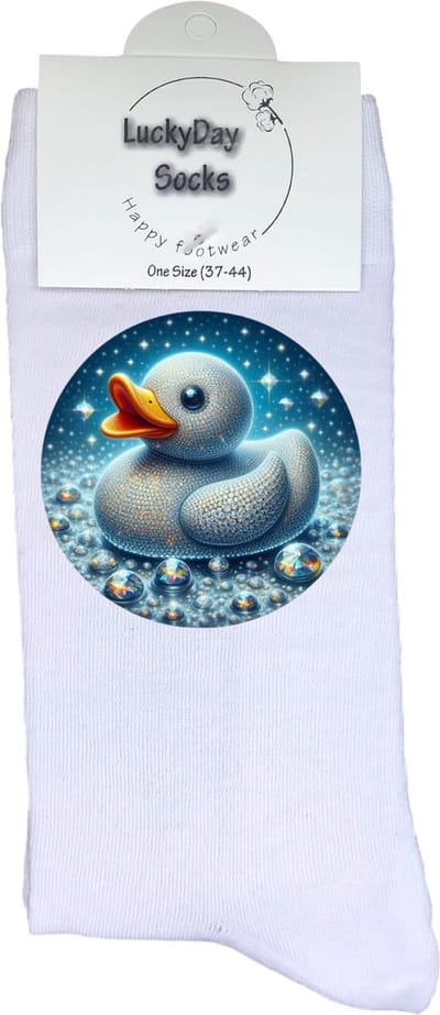 Eend - Opkikker - Grappige sokken - Valentijns cadeau - Verjaardag cadeau - Grappig - Bling - Leuke sokken - Vrolijke sokken - Kleurrijk - Parels - Kerst Sokken - Vaderdag - Moederdag - Kerstcadeau - Socks die Happy maken - 37-44