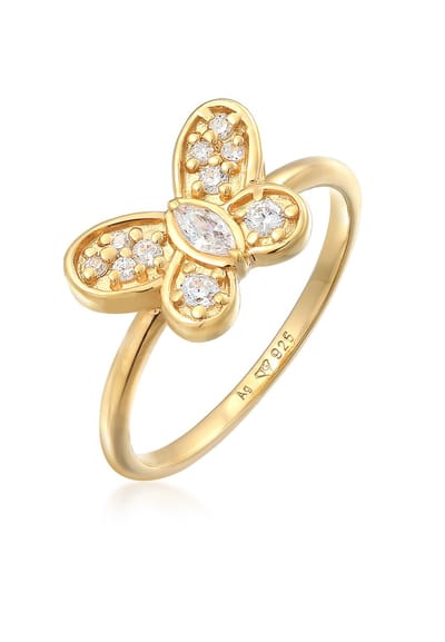 Elli - Ring - Dames Vlinder Symbool Sprankelend met Zirconia Kristallen in 925 Sterling Zilver - Dames