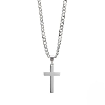 Luxe Heren Kruis Ketting - Stainless Steel - Zilverkleurig - Minimalistisch & Tijdloos Design - Elegant