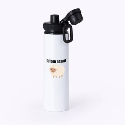 Hacebo® - schaap met eigen naam waterfles met draaidop zwart - Schaap - boeren/schapen liefhebbers - iemand die houdt van schapen - verjaardag - cadeau - kado - geschenk - water fles - 850ML