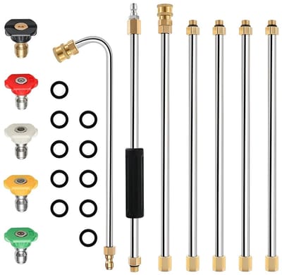 Dailygoods- Verlengstukset Uitschuifbaar Ontwerp - Hogedrukreiniger - 5 Sproeikoppen - Lichtgewicht - Duurzaam - Maximaal 4000 PSI - Hogedrukreinigeraccessoire