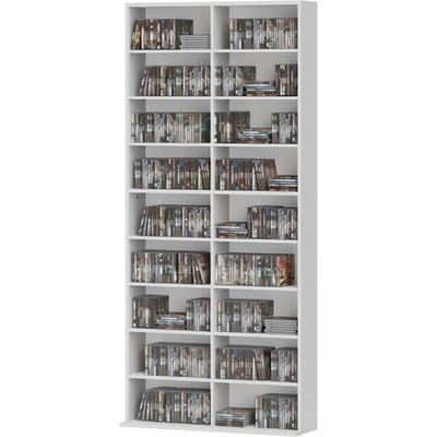4goodz DVD-Rek of CD-Opslagrek met 14 Aanpasbare Planken - 18 Vakken - Wit