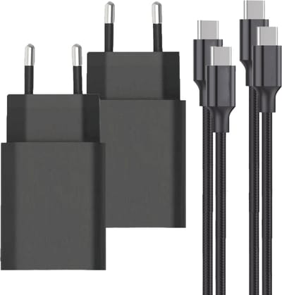 2x 25w usb C Adapters + usb-C Kabels - 2 Meter - Zwart - Power Delivery 3.0 - PPS-Fast Charging - Premium Kwaliteit & Veiligheid