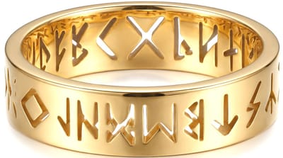 Ring Viking goudkleurige dames en heren - Goudkleurige ring met geschenkverpakking van Mauro Vinci Maat 7