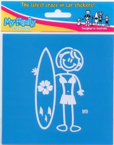 moeder met surfboard, sticker
