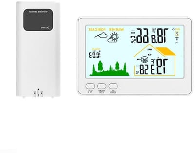 Weerstation Set - Thermometer Hygrometer - Binnen Buiten Meten - 12 Uurs Voorspelling - 100m Bereik - Wit