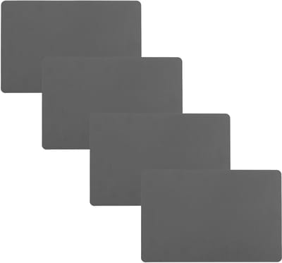 Secret de Gourmet tafel placemat - 4x - PU-leer/leer look - grijs - 45 x 30 cm - Tafel onderleggers