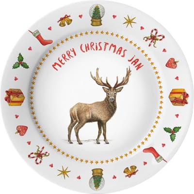 World of Mies kerstbordje met naam – handgeschilderd hert kerstmis – gepersonaliseerd kinderbordje - kerstcadeau