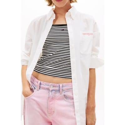 Tommy Hilfiger Tjw Ovs Poplin Shirt Ecru Größe: L | Longsleeves Outlet | Damen | Braun