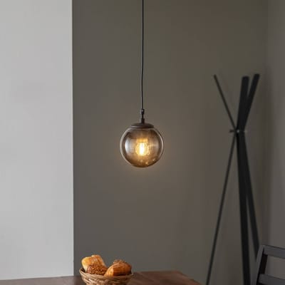Opviq Efe 2155 hanglamp, kap van gerookt glas, Ø15cm