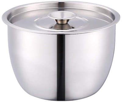 Dailygoods- Mengkom Roestvrij Staal - Diepe Slagroomkom - Antislip - Deksel - Keukenkommen - 19cm Diameter - 400g Gewicht - Keukenkom