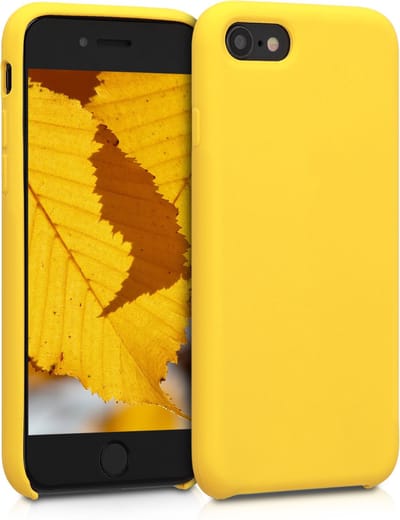 kwmobile telefoonhoesje geschikt voor Apple iPhone SE (2022 / 2020) / iPhone 8 / 7 - Hoesje met siliconen coating - Smartphone case in stralend geel