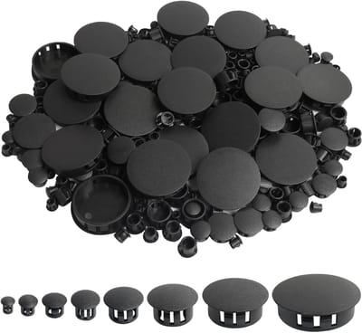 Gatpluggen Zwart Plastic - Afdekdoppen Gaten - Meubels Afwerken - 8 Verschillende Maten - 320 Stuks - Zwart