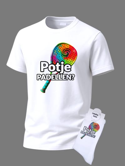 T-shirt Grappige tekst - Padel Gift SET - Tennis sokken - Sport outfit - Verjaardags cadeau vrouw en man - Padellen - Valentijns cadeau - T-shirt en Sokken met tekst - Leuk cadeau dames en heren - Moederdag - Vaderdag - Kerst kado - Maat S