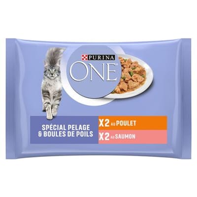 12x 85g Purina One Coat & Hairball Kip en Zalm nat kattenvoer